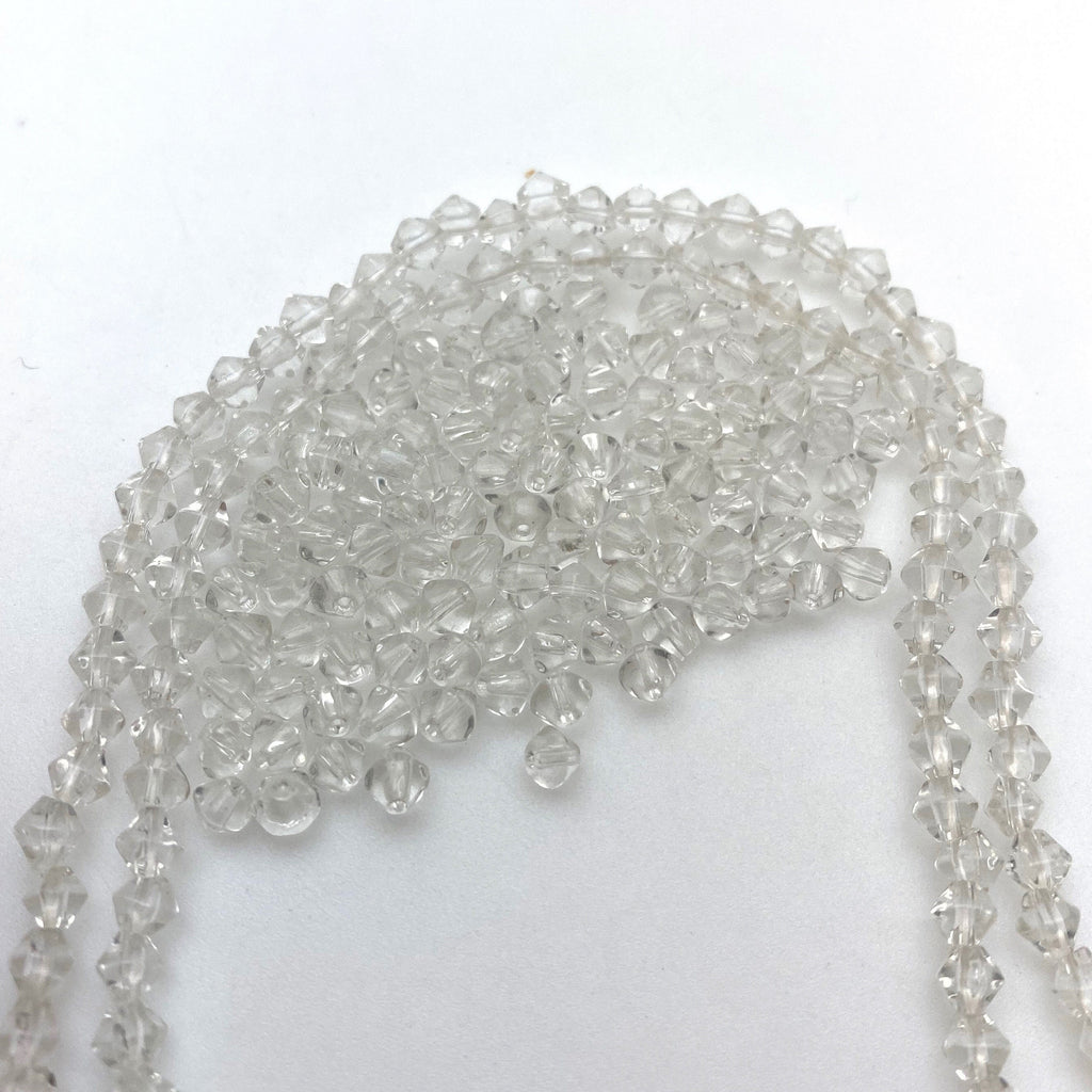 Vintage Clear Transparent Czech Glass Bicone Beads (4mm) (CCG37)