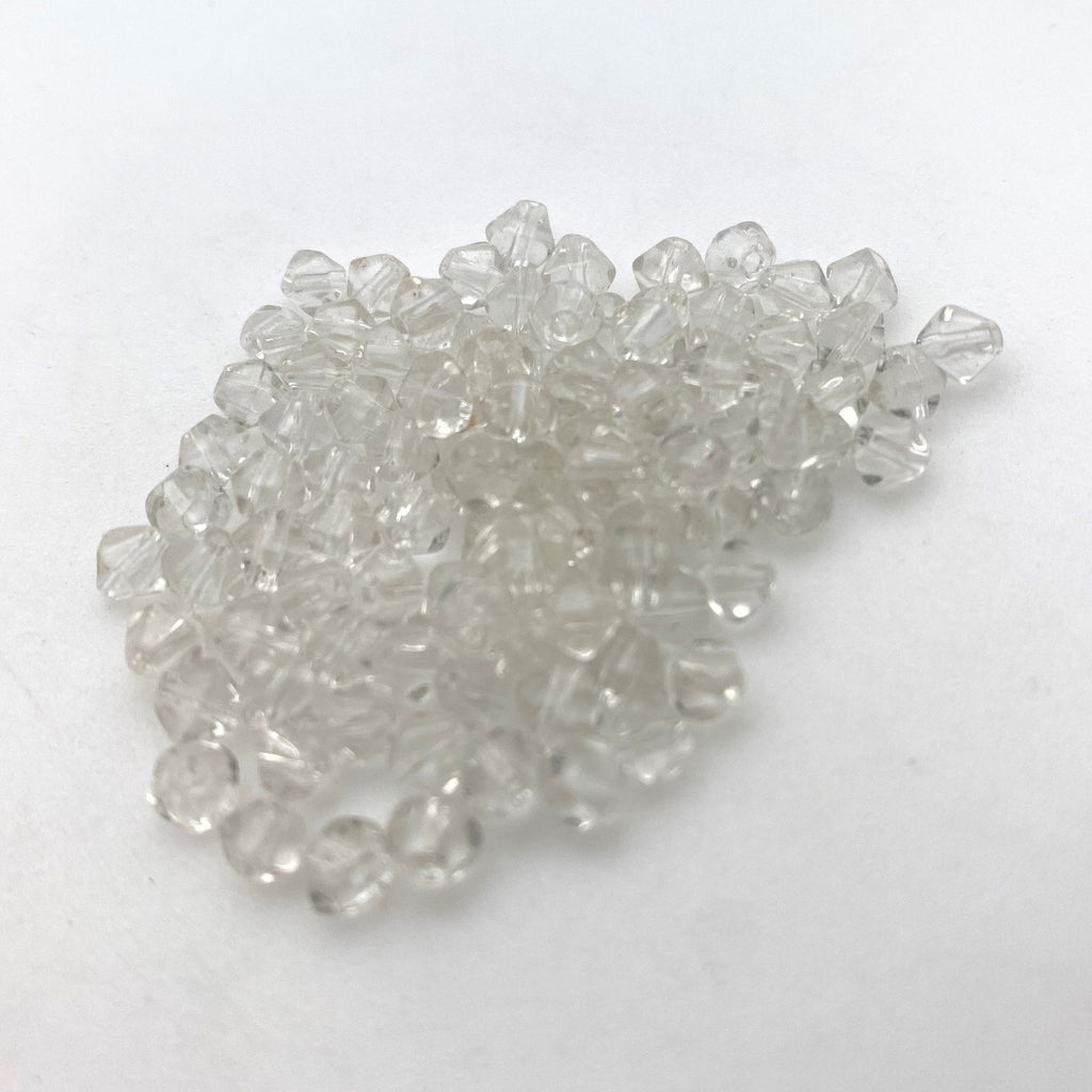 Vintage Clear Transparent Czech Glass Bicone Beads (4mm) (CCG37)
