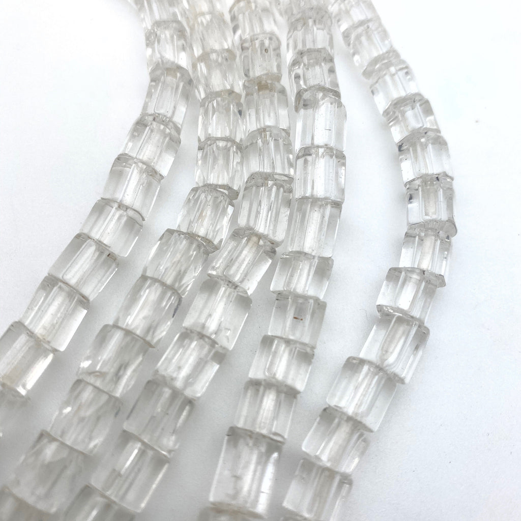 Vintage Clear Hexagon Translucent Czech Glass Tube Beads (7x8mm) (CCG43)